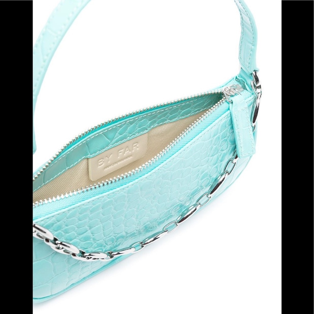 EUC BY FAR Aqua Blue Genuine Leather Mini Rachel Bag - Picture 8 of 16